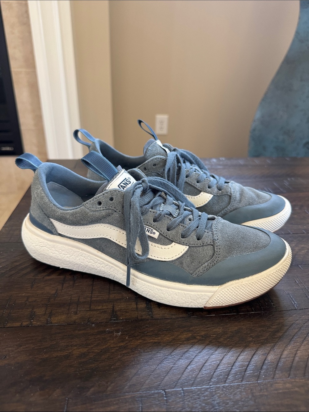Vans Blue Suede & Canvas Ultra Range Low-Top Sneakers with White Stripe